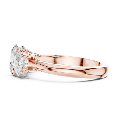 Elegant Three-Stone Oval Cut Diamond Ring