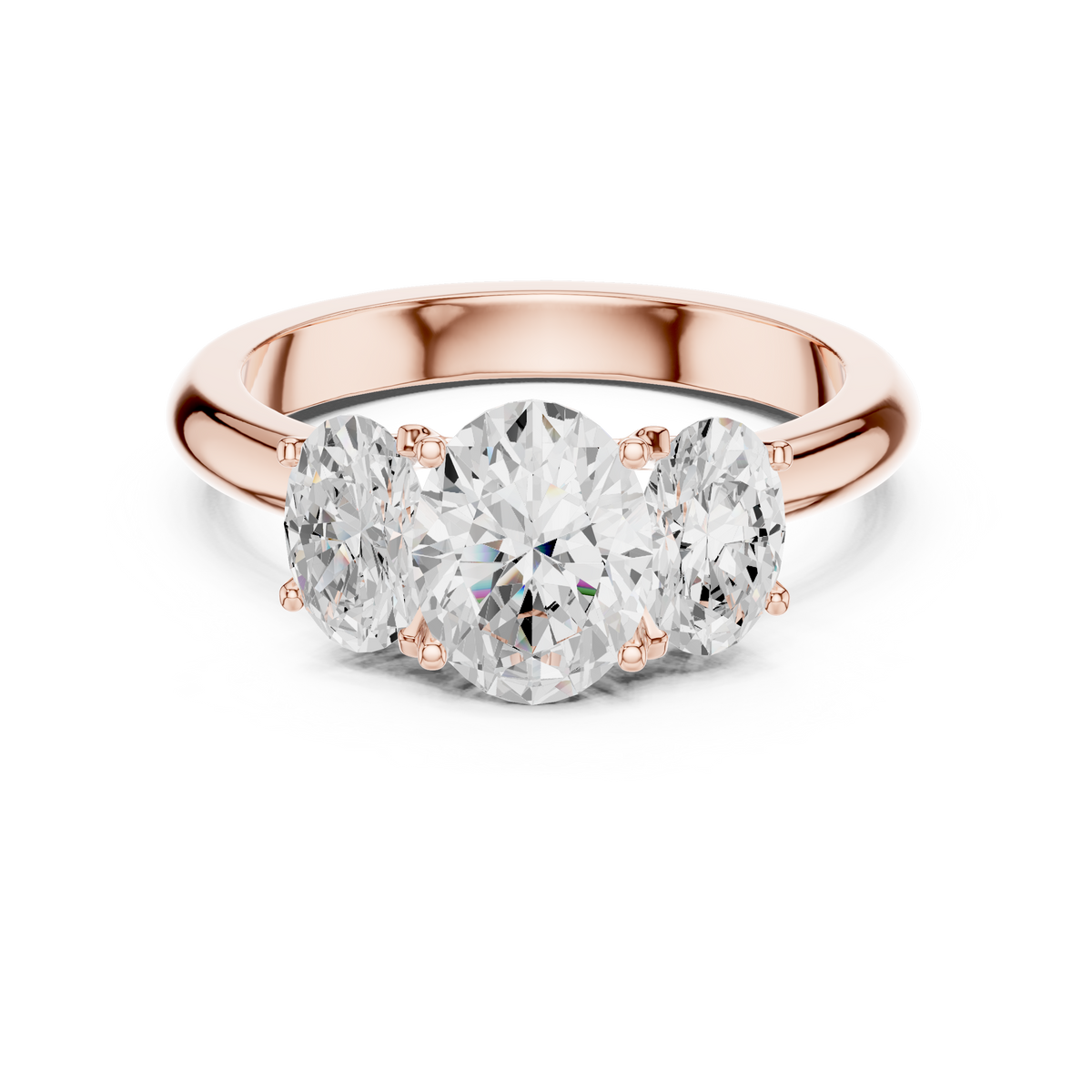 Elegant Three-Stone Oval Cut Diamond Ring