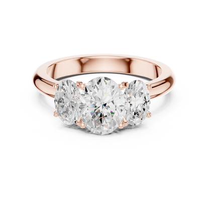 Elegant Three-Stone Oval Cut Diamond Ring
