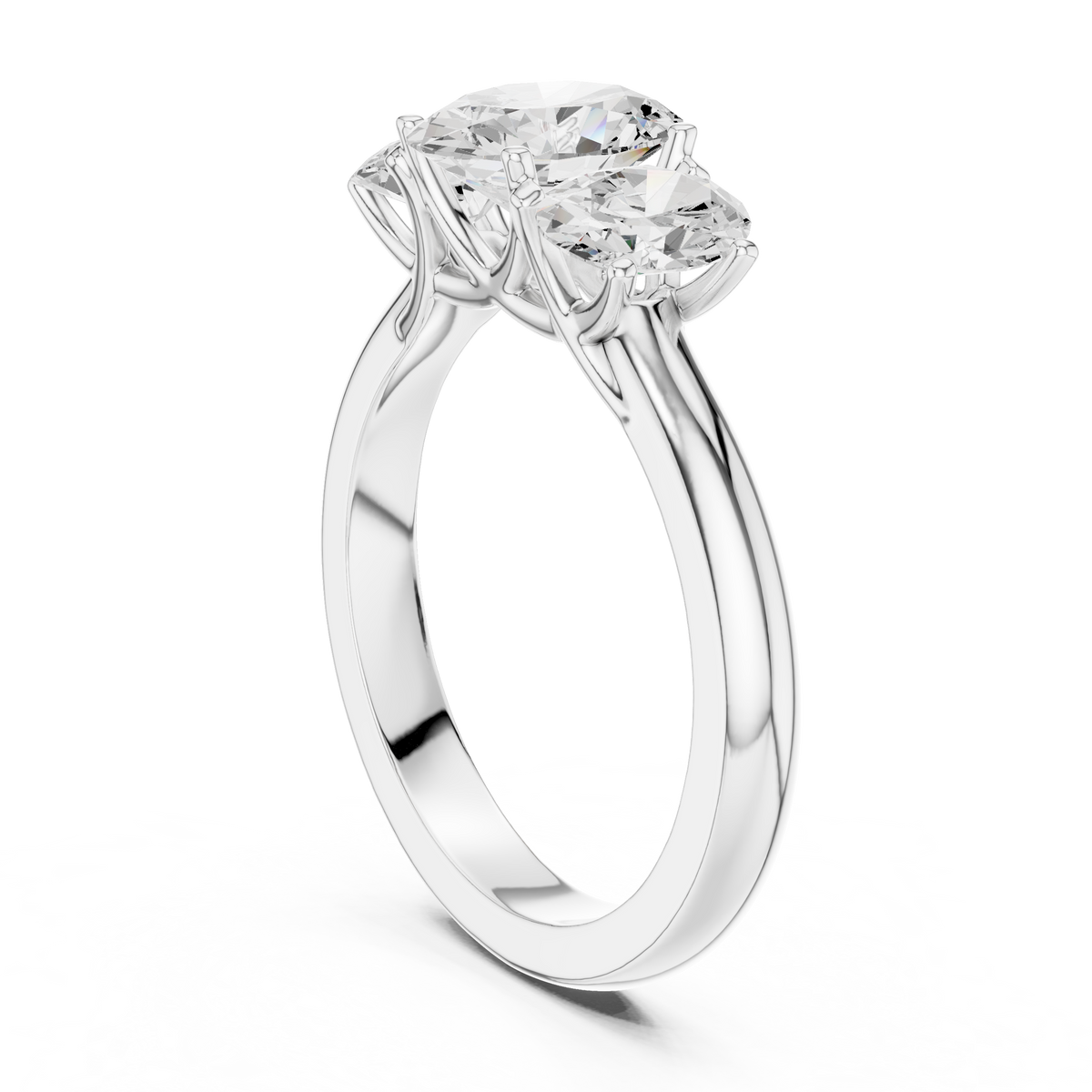 Elegant Three-Stone Oval Cut Diamond Ring