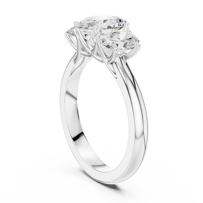 Elegant Three-Stone Oval Cut Diamond Ring