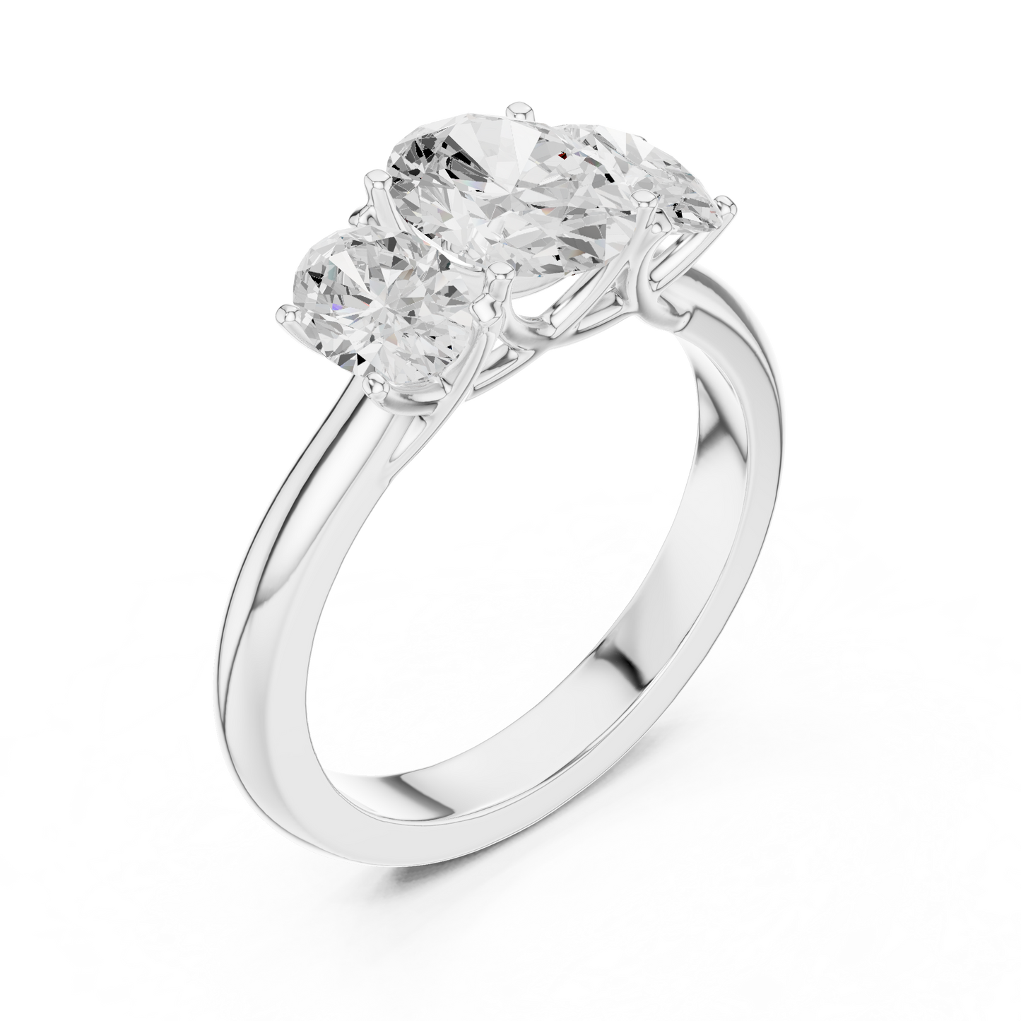 Elegant Three-Stone Oval Cut Diamond Ring
