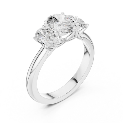 Elegant Three-Stone Oval Cut Diamond Ring