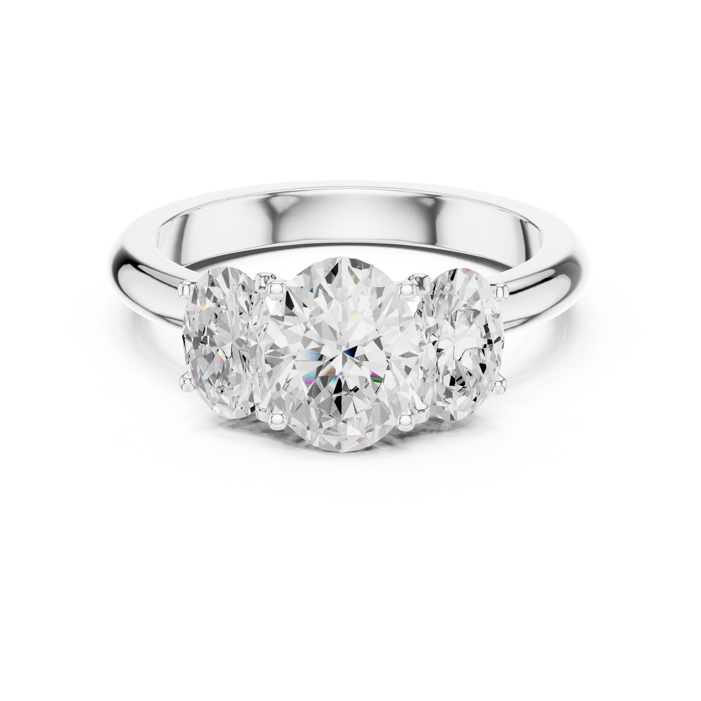 Elegant Three-Stone Oval Cut Diamond Ring