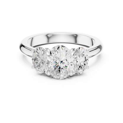 Elegant Three-Stone Oval Cut Diamond Ring