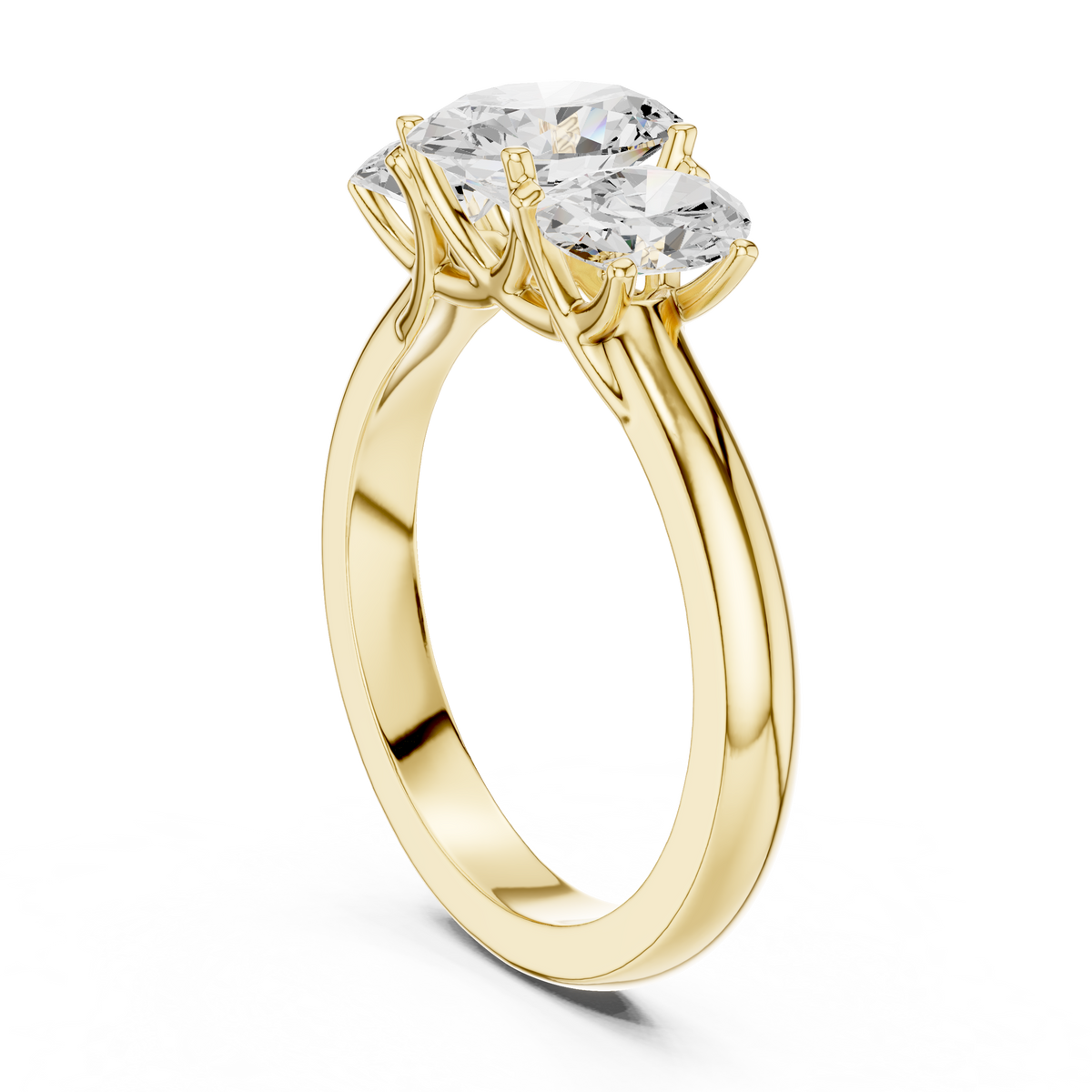 Elegant Three-Stone Oval Cut Diamond Ring