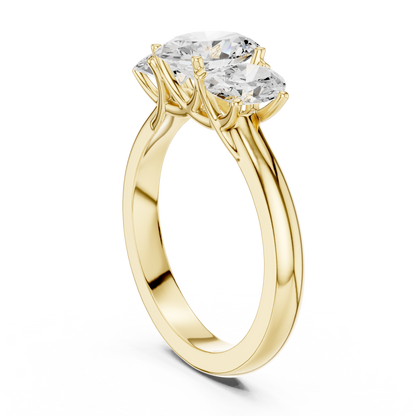 Elegant Three-Stone Oval Cut Diamond Ring
