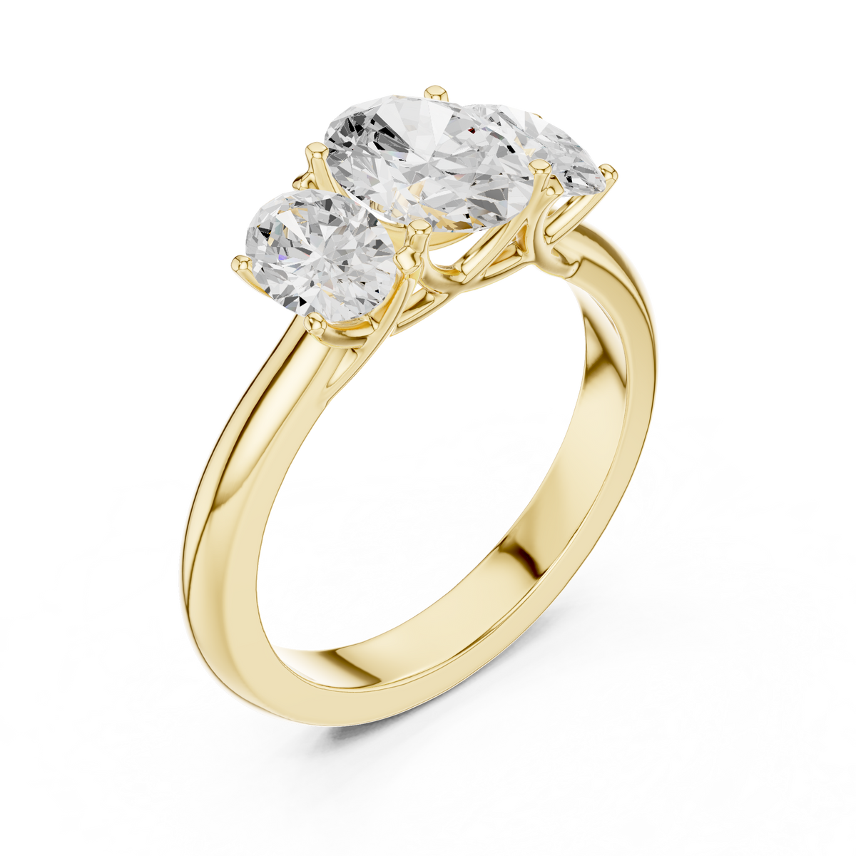 Elegant Three-Stone Oval Cut Diamond Ring