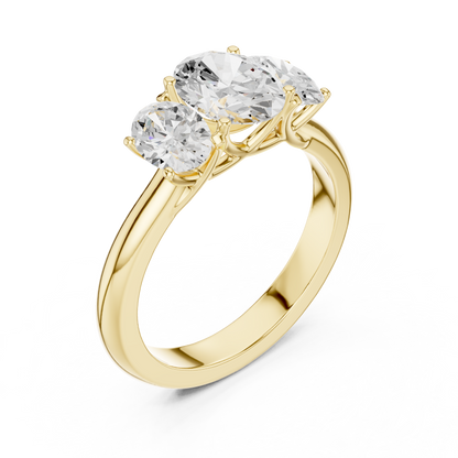 Elegant Three-Stone Oval Cut Diamond Ring