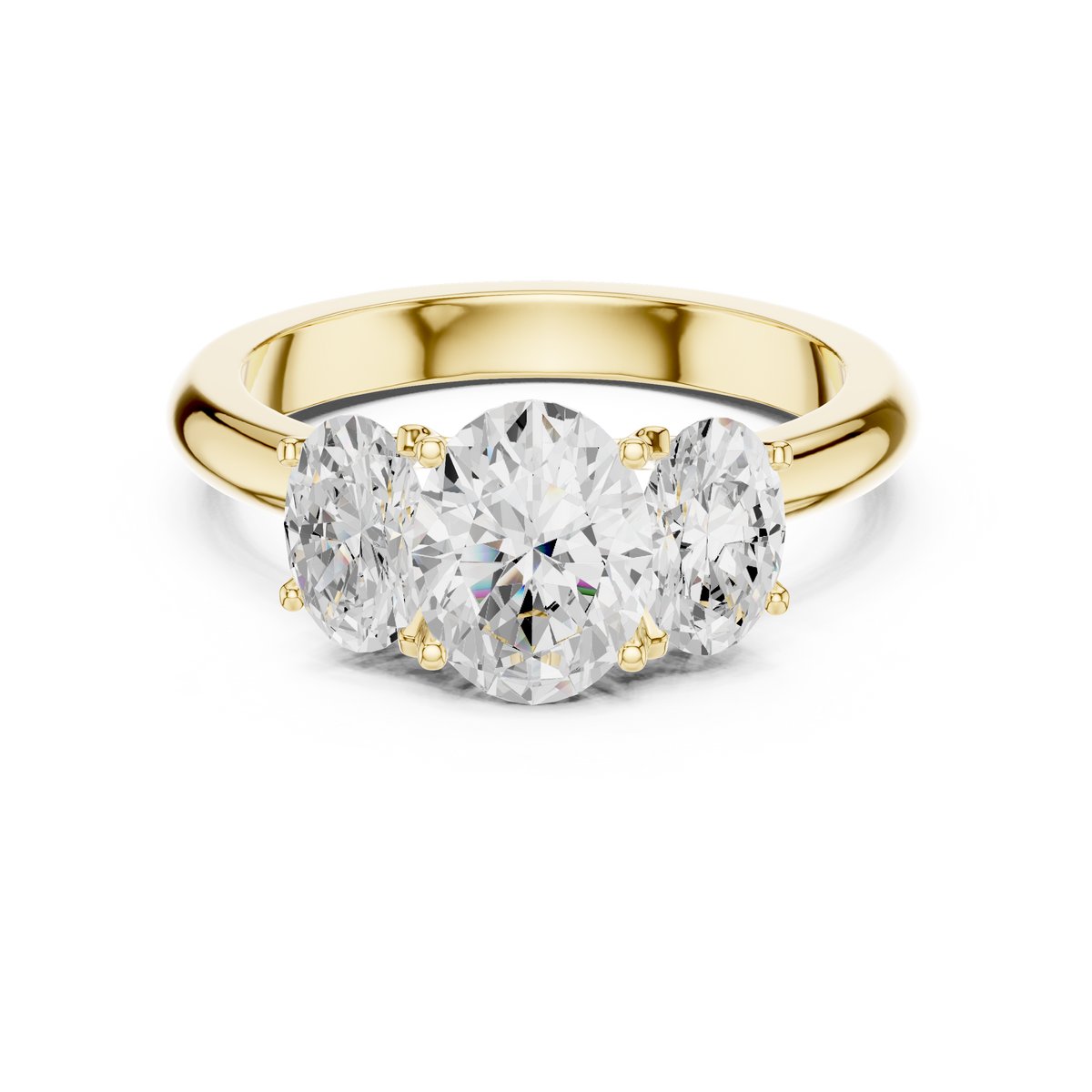 Elegant Three-Stone Oval Cut Diamond Ring