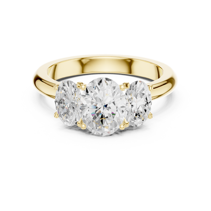 Elegant Three-Stone Oval Cut Diamond Ring