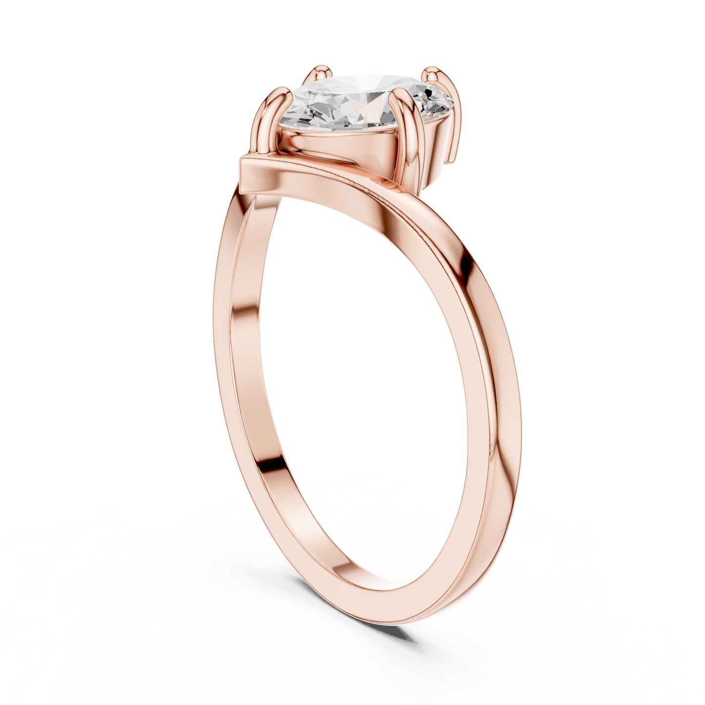 Marquise-Cut Solitaire V-Band Engagement Ring