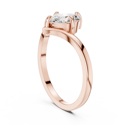 Marquise-Cut Solitaire V-Band Engagement Ring