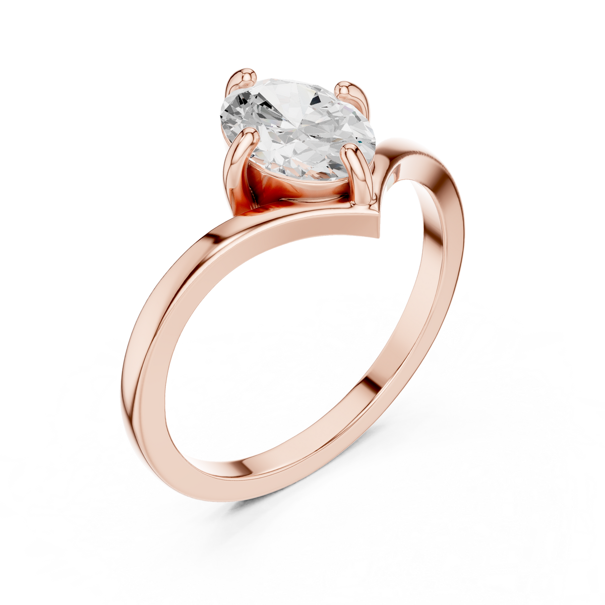 Marquise-Cut Solitaire V-Band Engagement Ring