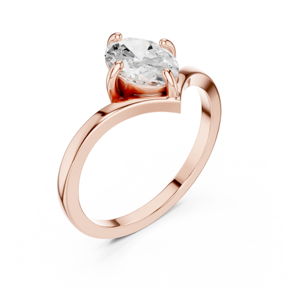 Marquise-Cut Solitaire V-Band Engagement Ring