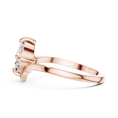 Marquise-Cut Solitaire V-Band Engagement Ring