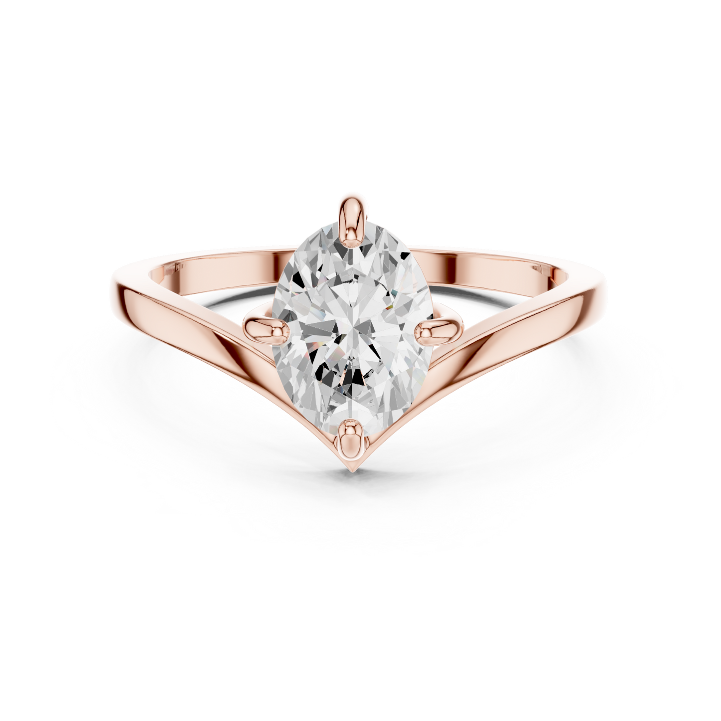 Marquise-Cut Solitaire V-Band Engagement Ring