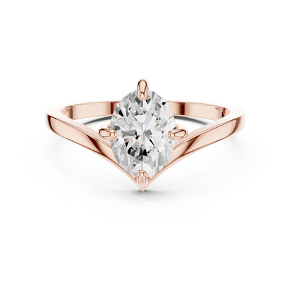 Marquise-Cut Solitaire V-Band Engagement Ring