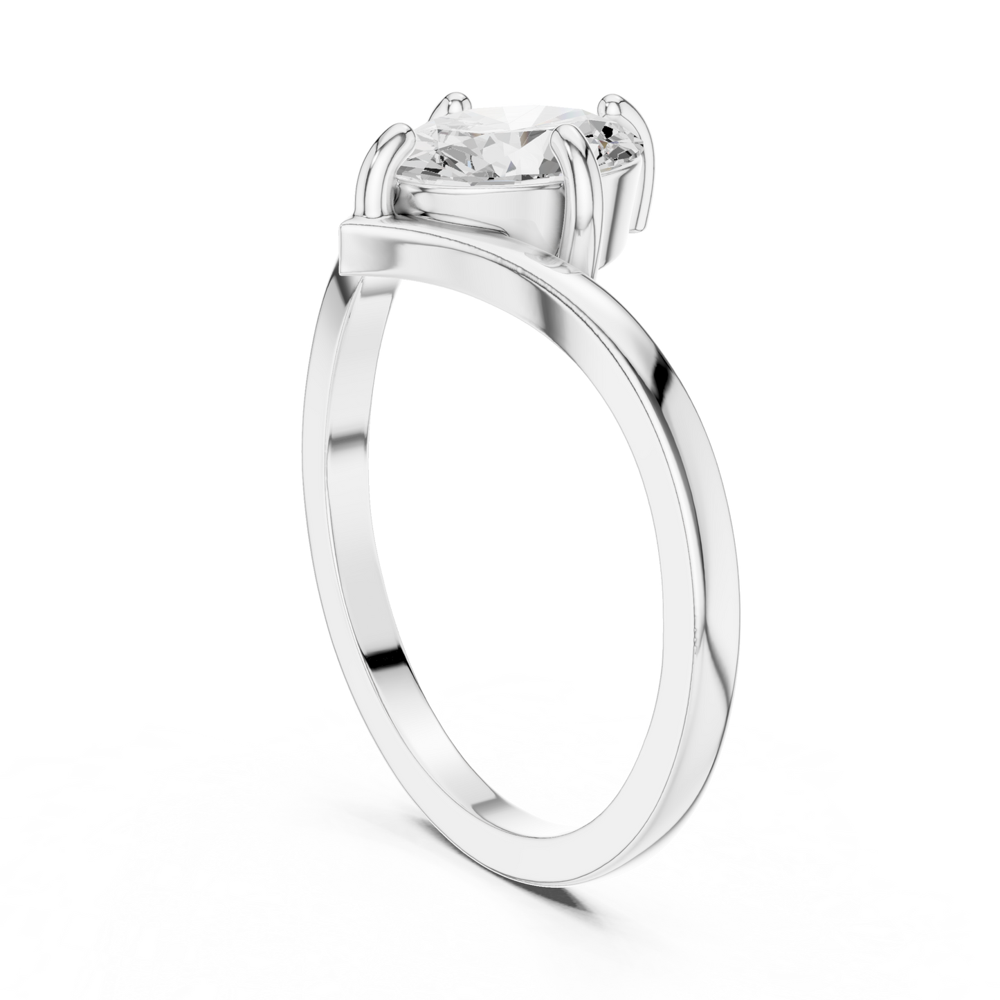 Marquise-Cut Solitaire V-Band Engagement Ring