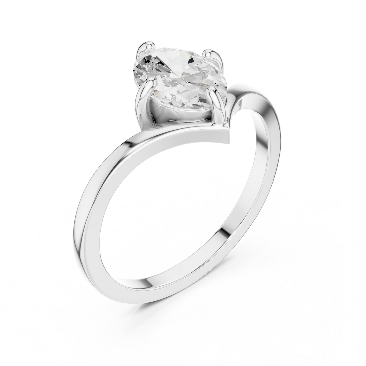 Marquise-Cut Solitaire V-Band Engagement Ring