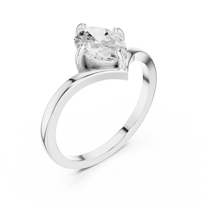 Marquise-Cut Solitaire V-Band Engagement Ring
