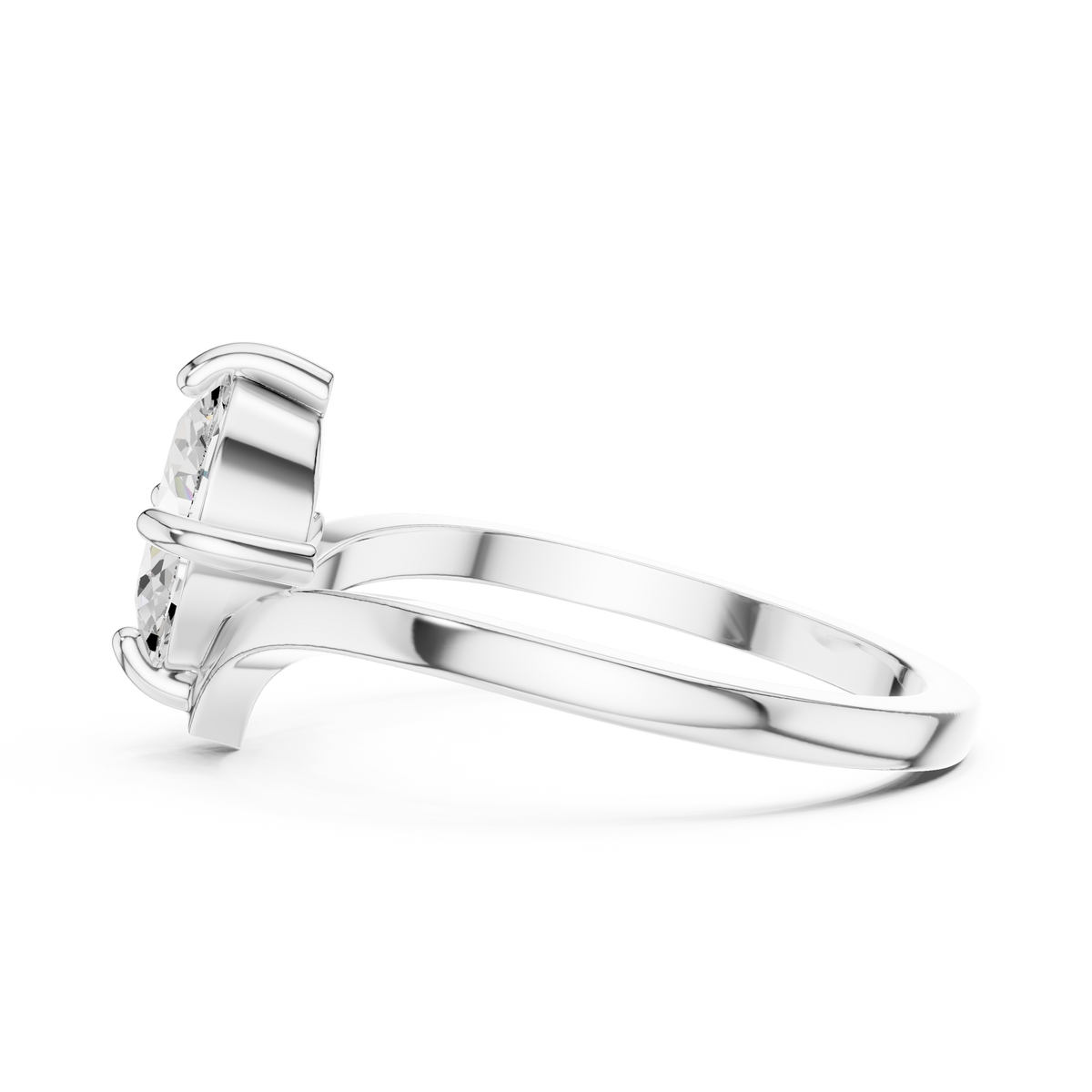 Marquise-Cut Solitaire V-Band Engagement Ring