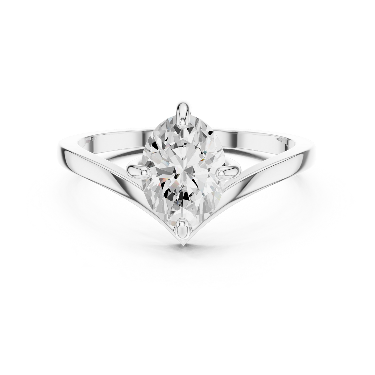 Marquise-Cut Solitaire V-Band Engagement Ring