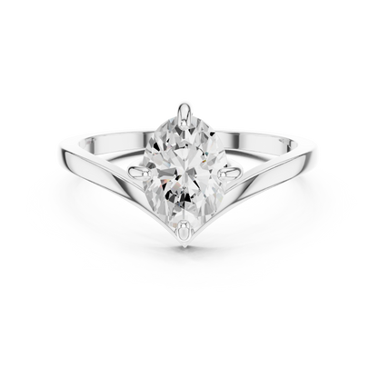 Marquise-Cut Solitaire V-Band Engagement Ring