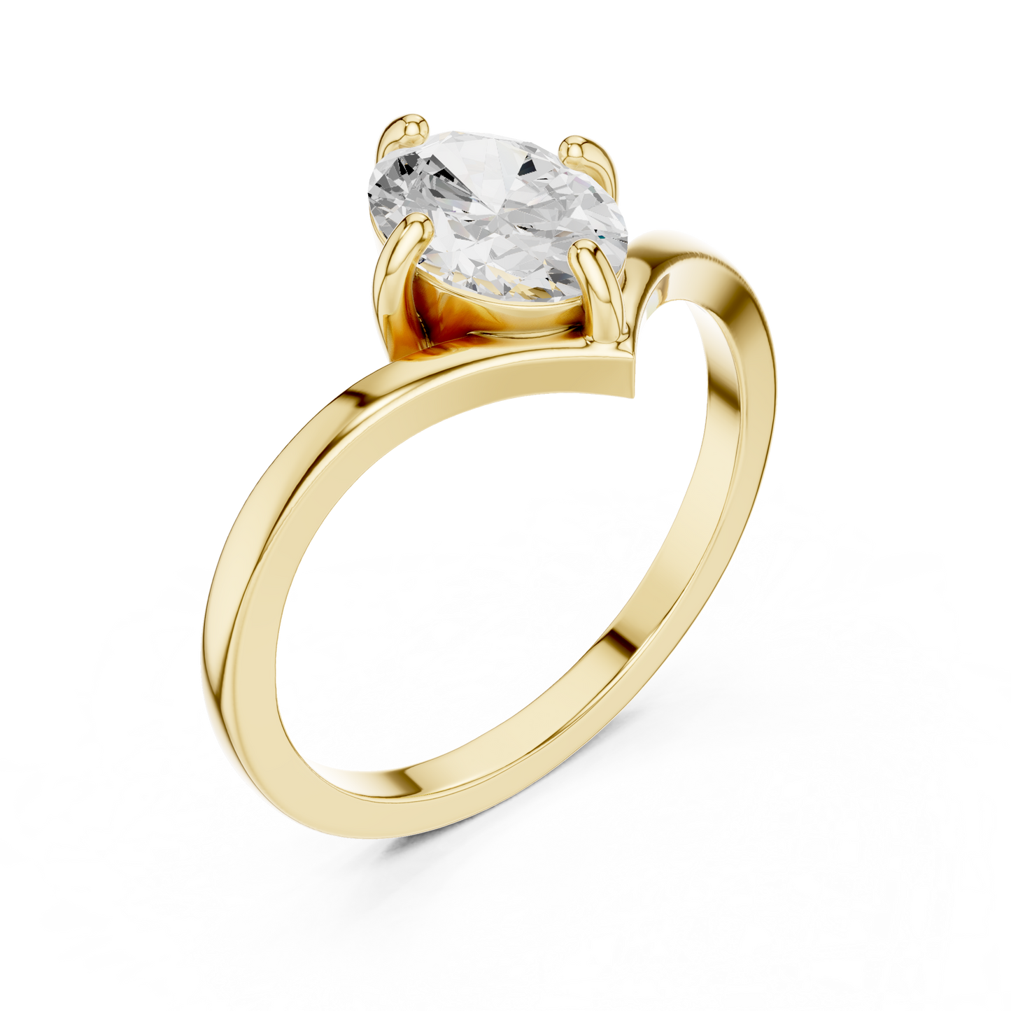 Marquise-Cut Solitaire V-Band Engagement Ring