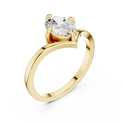 Marquise-Cut Solitaire V-Band Engagement Ring