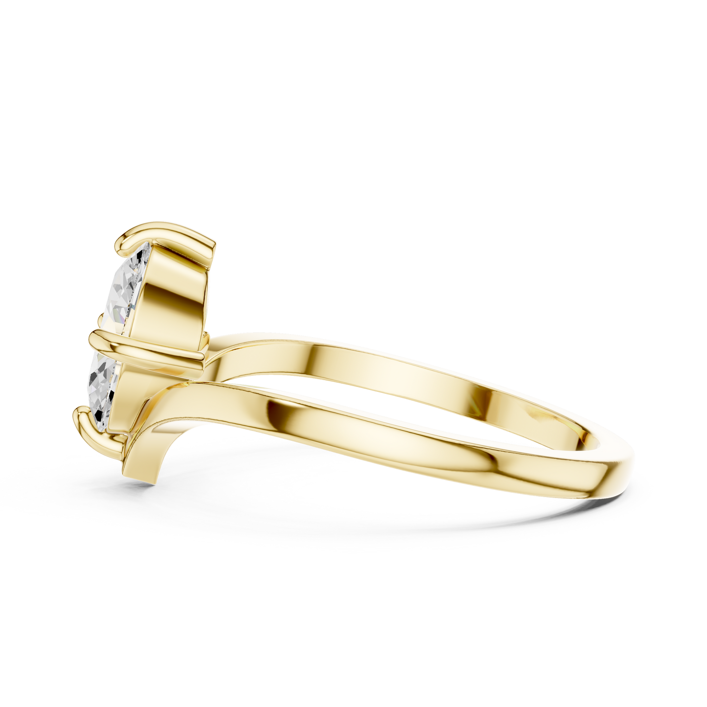 Marquise-Cut Solitaire V-Band Engagement Ring