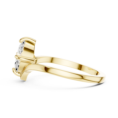 Marquise-Cut Solitaire V-Band Engagement Ring
