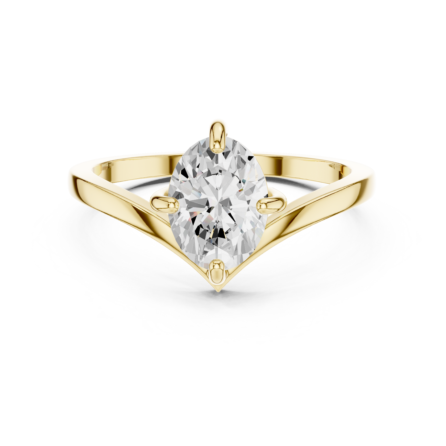 Marquise-Cut Solitaire V-Band Engagement Ring