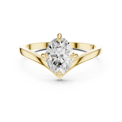 Marquise-Cut Solitaire V-Band Engagement Ring