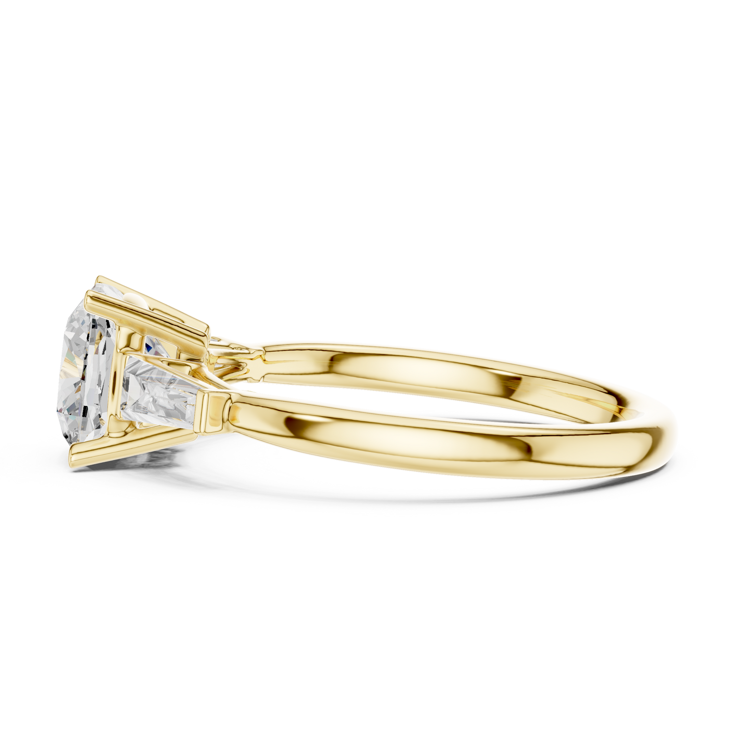 Round Cut Diamond Engagement Ring with Tapered Side Stones