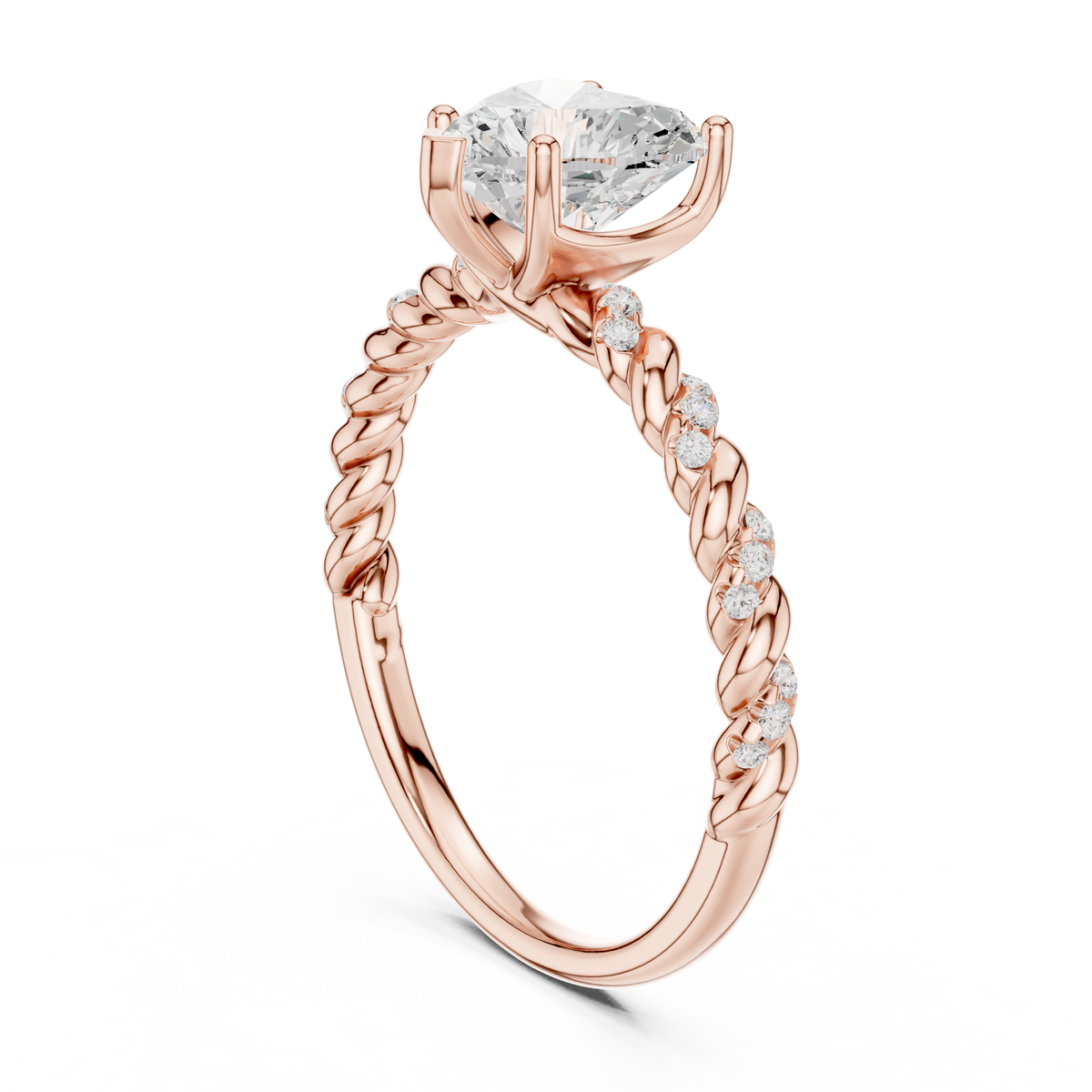 Heart-Cut Diamond Twisted Rope Engagement Ring