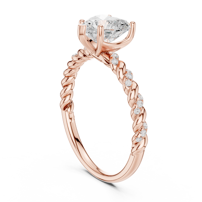 Heart-Cut Diamond Twisted Rope Engagement Ring