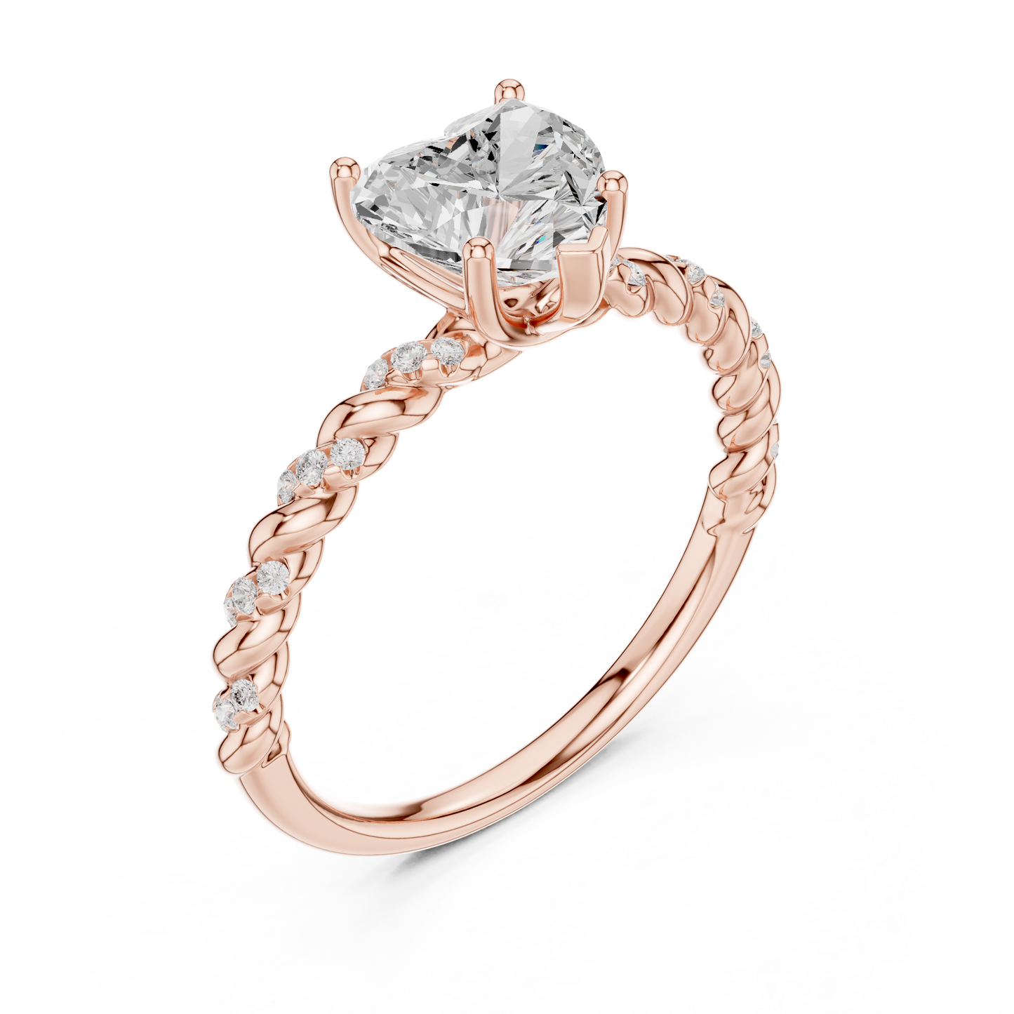 Heart-Cut Diamond Twisted Rope Engagement Ring