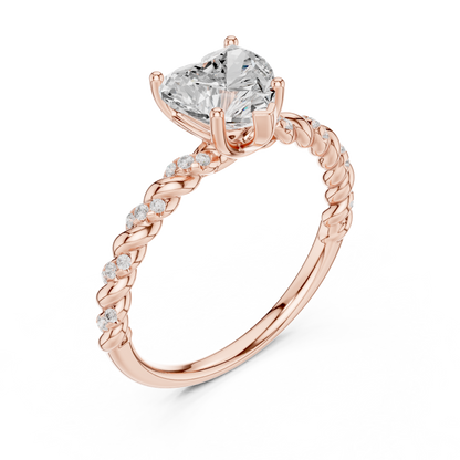 Heart-Cut Diamond Twisted Rope Engagement Ring