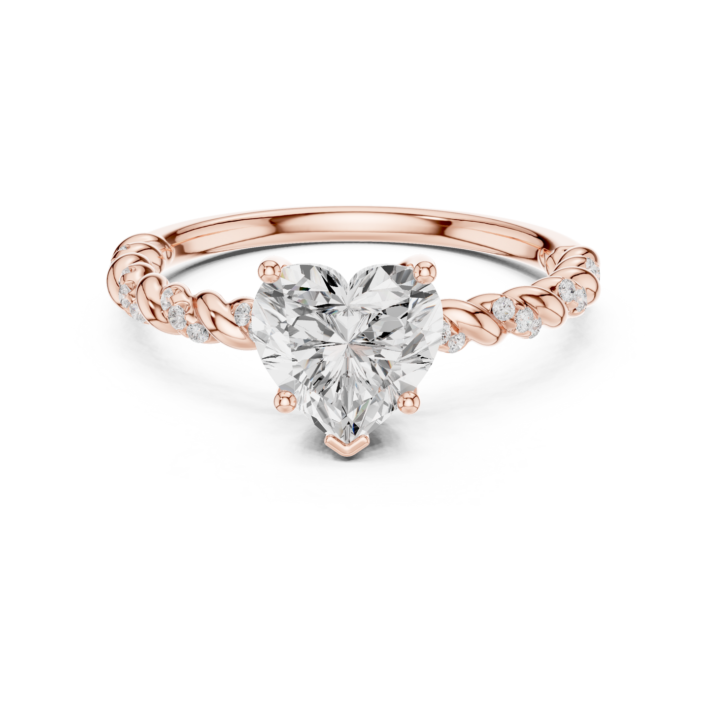 Heart-Cut Diamond Twisted Rope Engagement Ring
