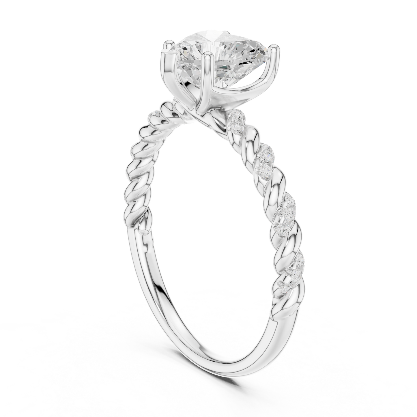 Heart-Cut Diamond Twisted Rope Engagement Ring