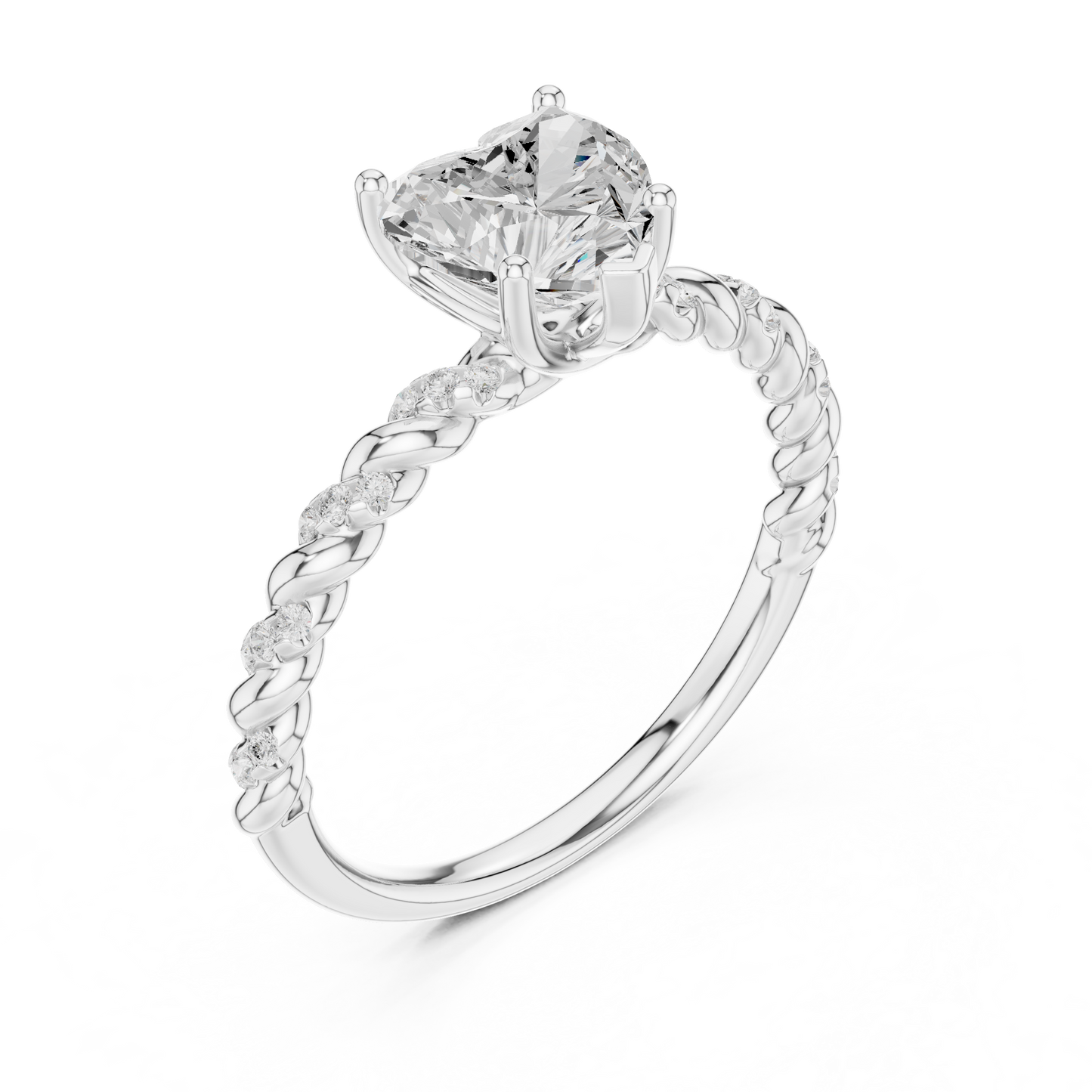 Heart-Cut Diamond Twisted Rope Engagement Ring