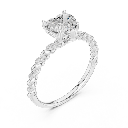 Heart-Cut Diamond Twisted Rope Engagement Ring