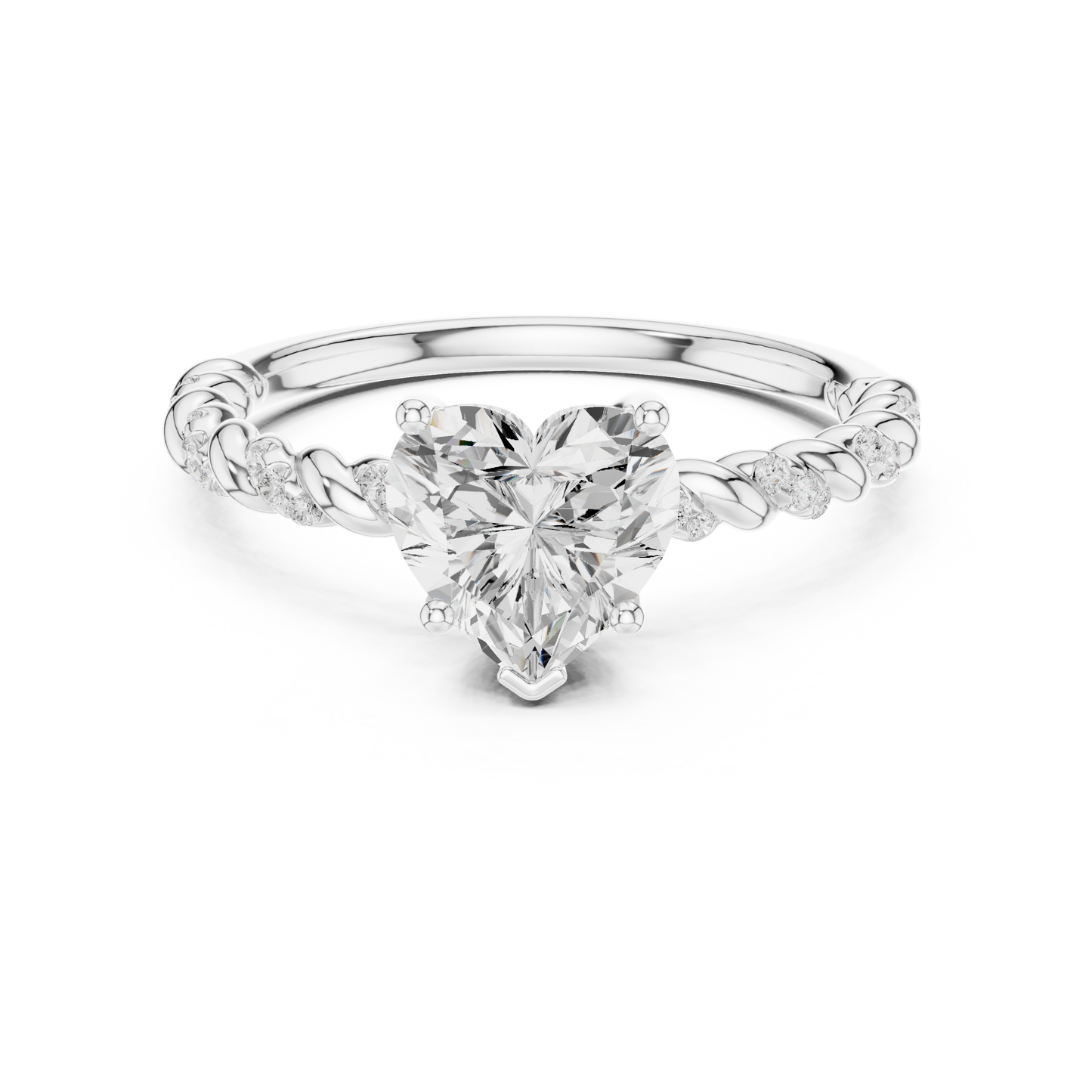 Heart-Cut Diamond Twisted Rope Engagement Ring