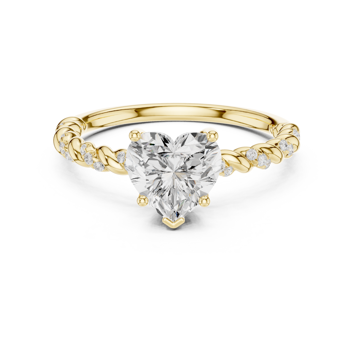 Heart-Cut Diamond Twisted Rope Engagement Ring