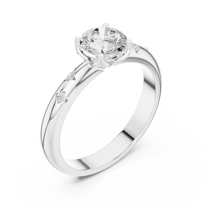Celestial Star-Set Diamond Solitaire Ring