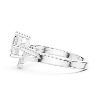 Princess Cut Diamond V-Shape Chevron Split Shank Ring