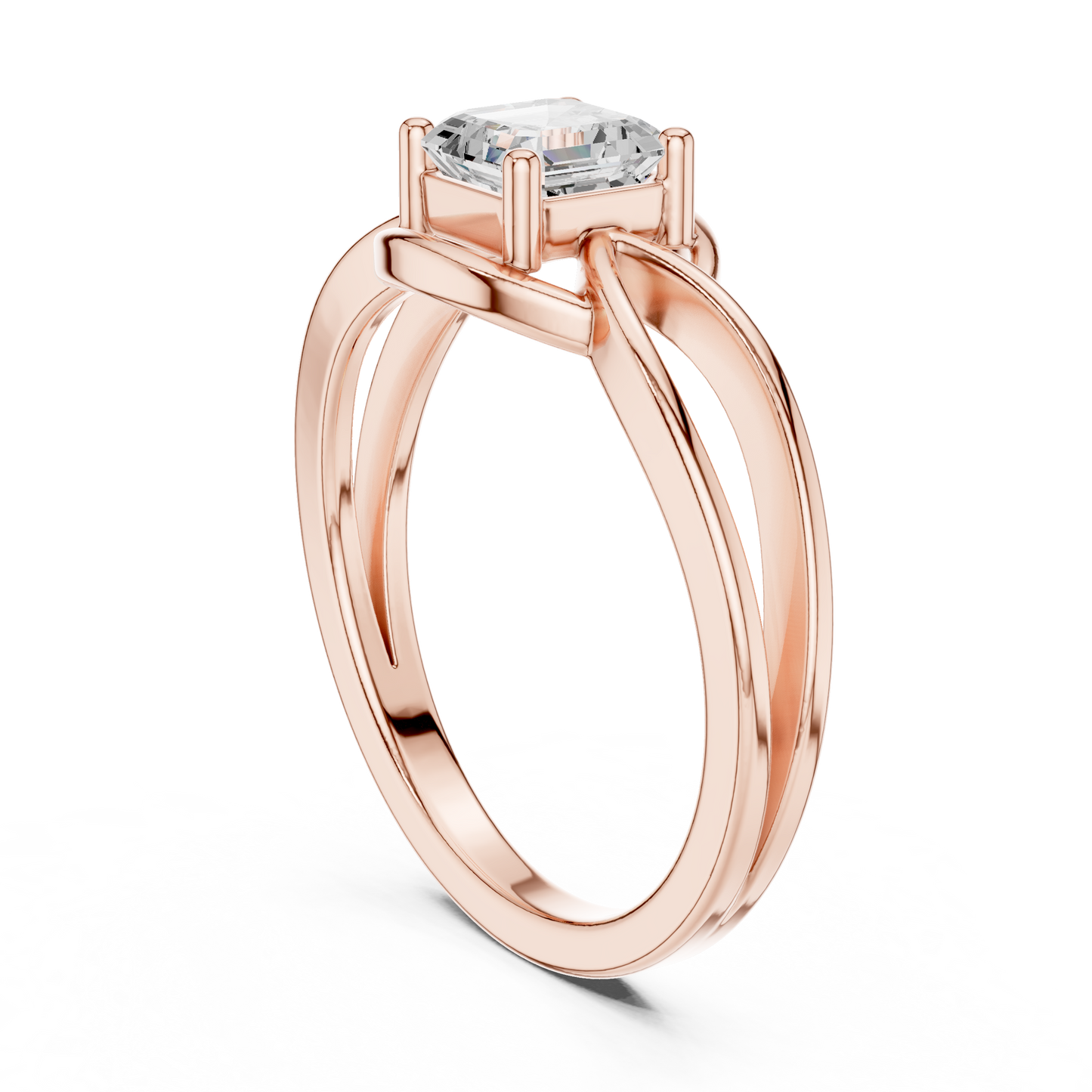 Asscher Cut Diamond Infinity Twist Solitaire Ring