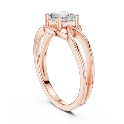 Asscher Cut Diamond Infinity Twist Solitaire Ring