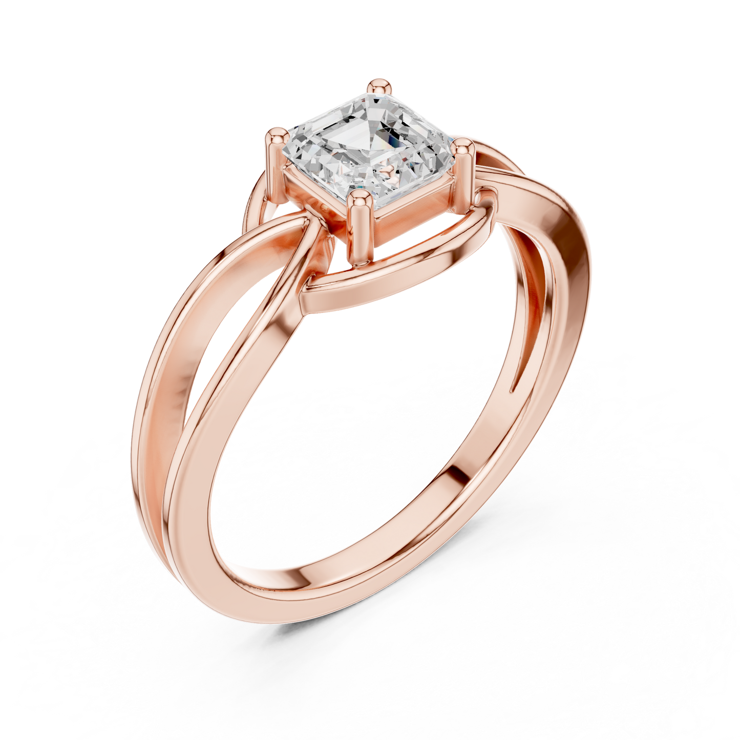Asscher Cut Diamond Infinity Twist Solitaire Ring